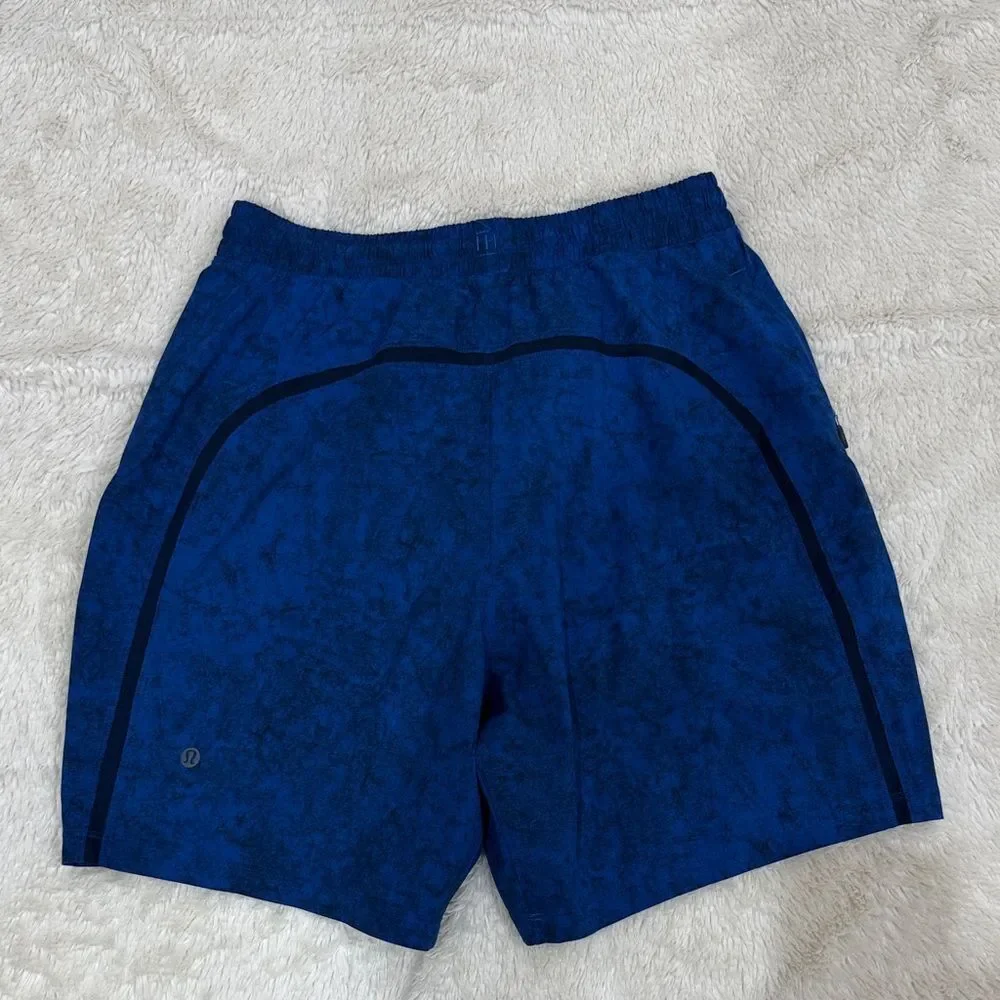 Lululemon Pace Breaker Blue Patterned Mens Shorts